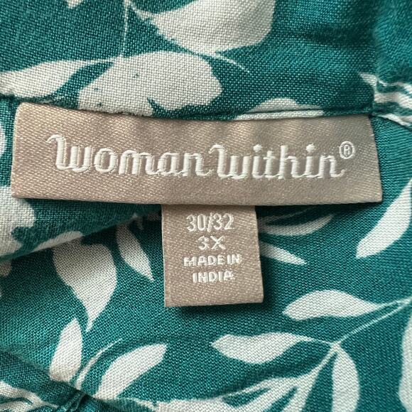 Woman Within Top 3X Floral Puff Sleeve Relaxed Comfort Casual Everyday Wear - Picture 2 of 12